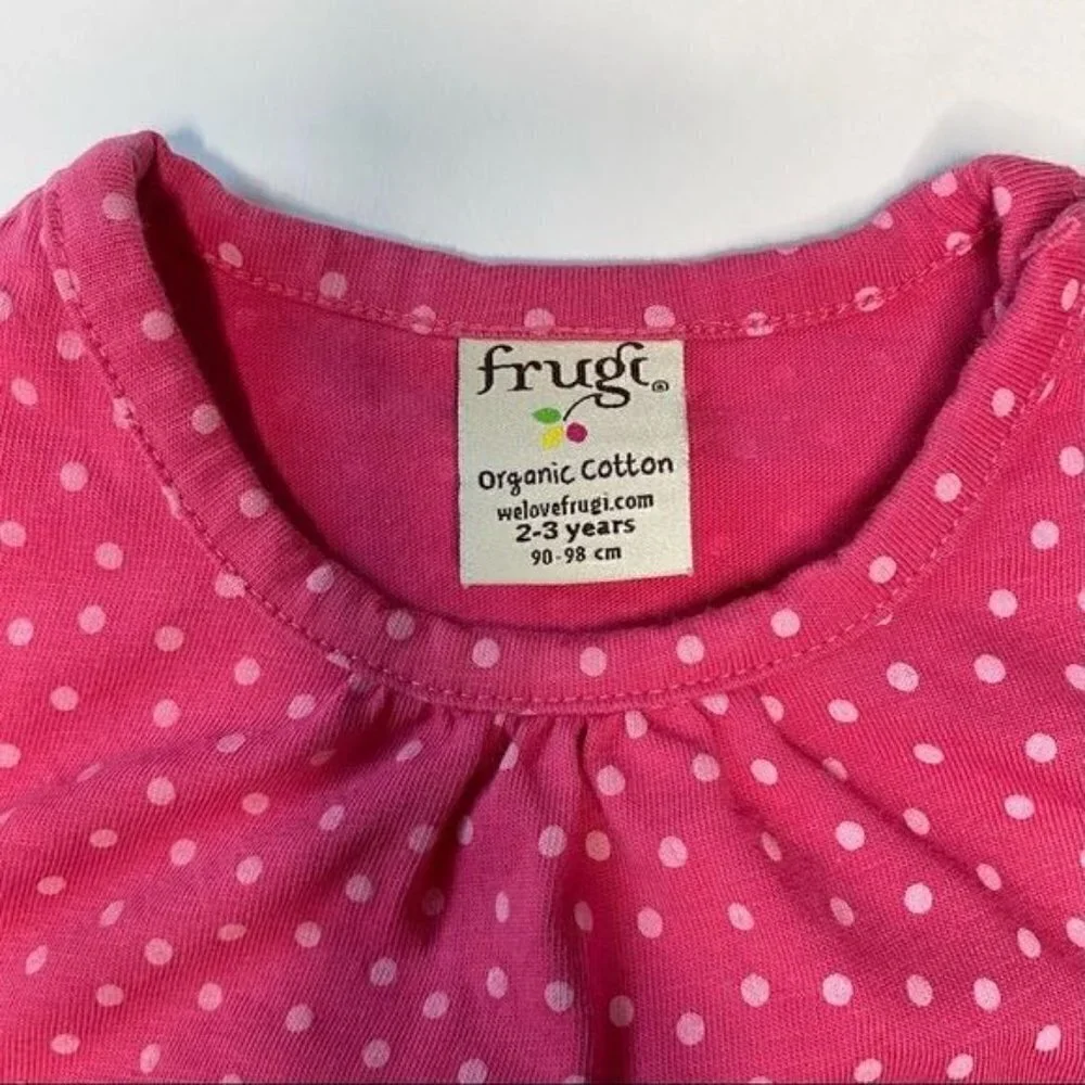Frugi Fiona Tunic Squirrel Pink Polka Dot 2-3Y